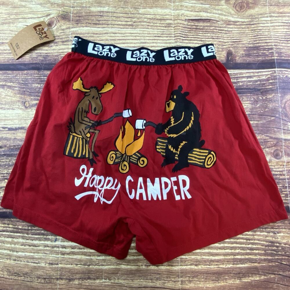 Lazy One Adult Size Medium Boxers Happy Camper Bear